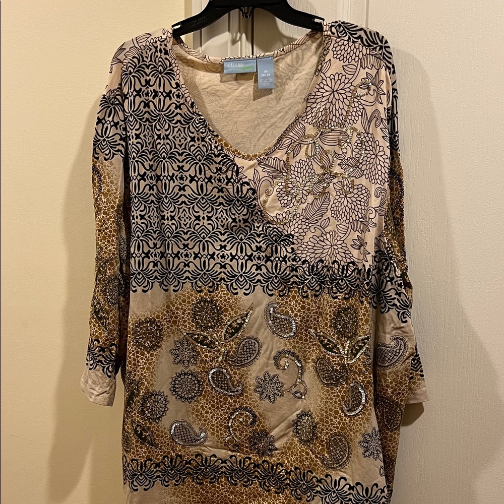 Liz & Me Women's Floral and Geometric Blouse